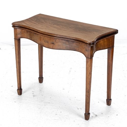 C18TH GEORGIAN CHIPPENDALE MAHOGANY SERPENTINE CONSOLE FOLDOVER GAMES CARD TABLE - ADDITIONAL PHOTO 1