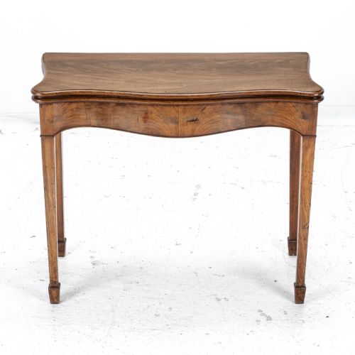 C18TH GEORGIAN CHIPPENDALE MAHOGANY SERPENTINE CONSOLE FOLDOVER GAMES CARD TABLE - ADDITIONAL PHOTO 2