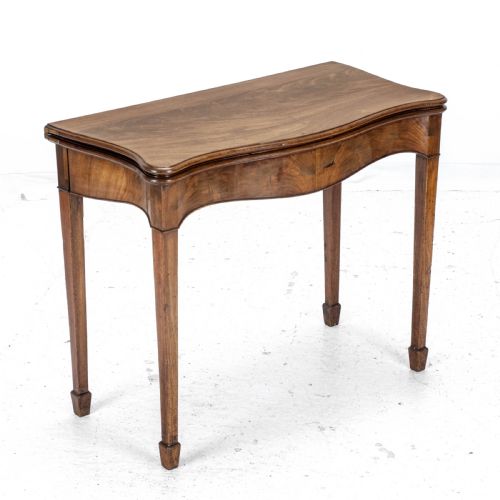 C18TH GEORGIAN CHIPPENDALE MAHOGANY SERPENTINE CONSOLE FOLDOVER GAMES CARD TABLE - ADDITIONAL PHOTO 3
