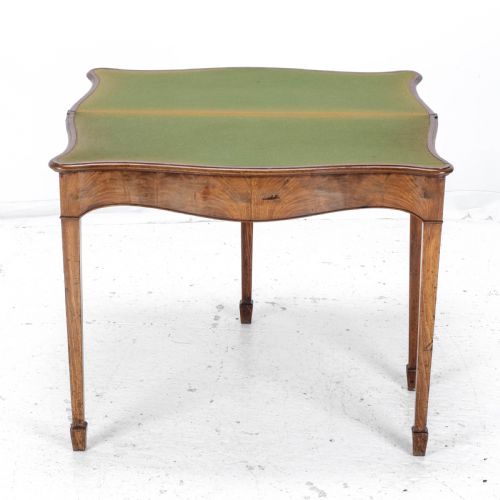 C18TH GEORGIAN CHIPPENDALE MAHOGANY SERPENTINE CONSOLE FOLDOVER GAMES CARD TABLE - ADDITIONAL PHOTO 4