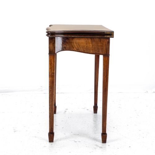 C18TH GEORGIAN CHIPPENDALE MAHOGANY SERPENTINE CONSOLE FOLDOVER GAMES CARD TABLE - ADDITIONAL PHOTO 10
