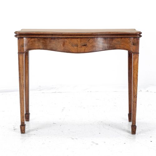 C18TH GEORGIAN CHIPPENDALE MAHOGANY SERPENTINE CONSOLE FOLDOVER GAMES CARD TABLE - ADDITIONAL PHOTO 11