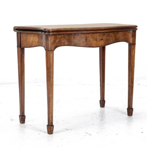 C18TH GEORGIAN CHIPPENDALE MAHOGANY SERPENTINE CONSOLE FOLDOVER GAMES CARD TABLE - ADDITIONAL PHOTO 12