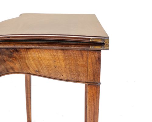 C18TH GEORGIAN CHIPPENDALE MAHOGANY SERPENTINE CONSOLE FOLDOVER GAMES CARD TABLE - ADDITIONAL PHOTO 15