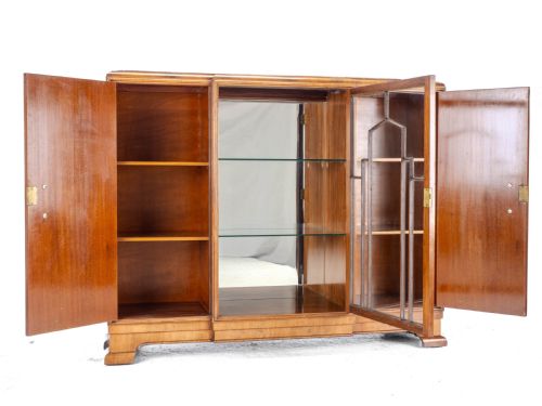 ART DECO C1920 BURR WALNUT DISPLAY CABINET SIDEBOARD BY LEEMINGS OF HALIFAX - ADDITIONAL PHOTO 13