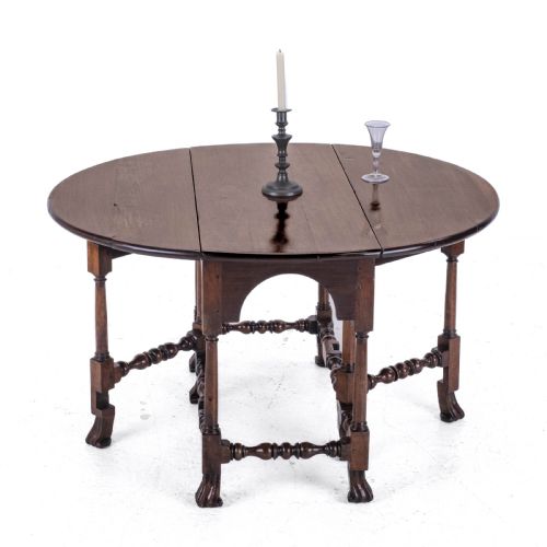 GEORGE II RED WALNUT DROP LEAF OVAL GATELEG DINING TABLE C1730 GEORGIAN - ADDITIONAL PHOTO 2