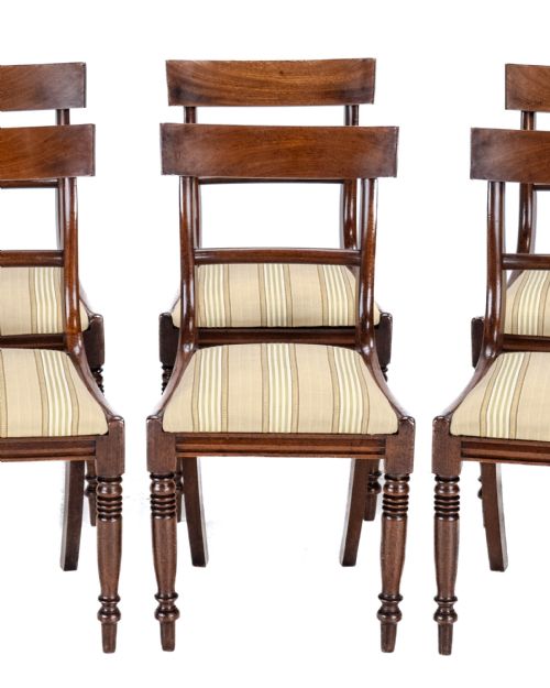 regency bar back mahogany set of 6 dining chairs c1820 georgian george iii iv - CATEGORY: ANTIQUE CHAIRS - DATED REGENCY