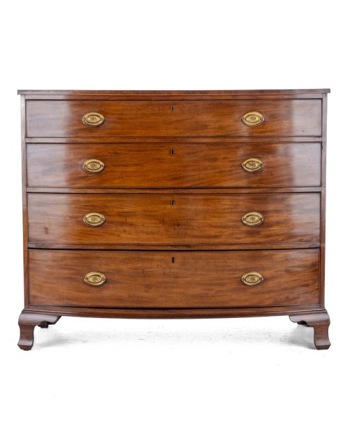 georgian late c18th mahogany inlaid bow front chest of drawers george iii - CATEGORY: ANTIQUE CHEST OF DRAWERS - DATED 18TH CENTURY