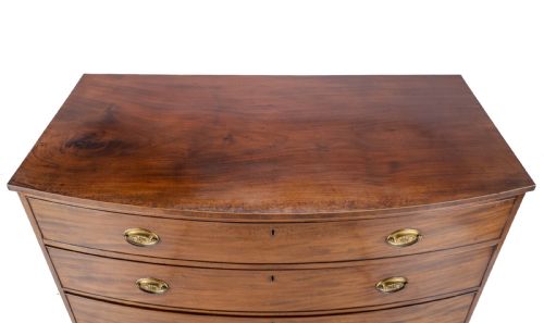 GEORGIAN LATE C18TH MAHOGANY INLAID BOW FRONT CHEST OF DRAWERS GEORGE III - ADDITIONAL PHOTO 6