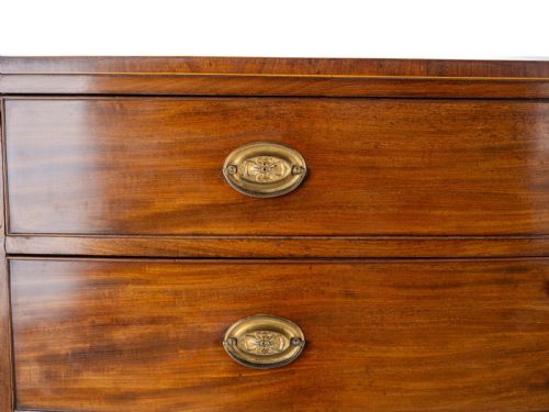 GEORGIAN LATE C18TH MAHOGANY INLAID BOW FRONT CHEST OF DRAWERS GEORGE III - ADDITIONAL PHOTO 9