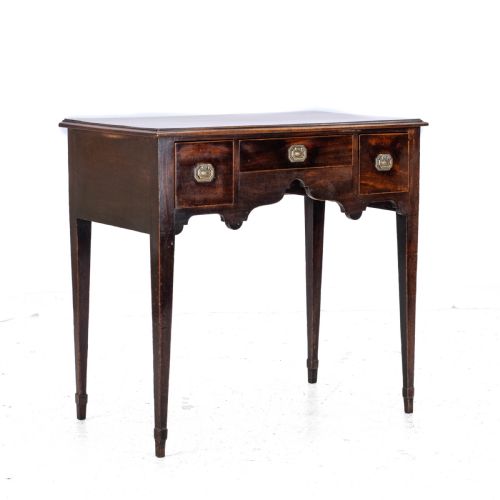 REGENCY LOWBOY MAHOGANY INLAID SIDE TABLE WITH DRAWERS C1810 GEORGIAN - ADDITIONAL PHOTO 1
