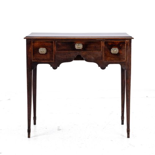 REGENCY LOWBOY MAHOGANY INLAID SIDE TABLE WITH DRAWERS C1810 GEORGIAN - ADDITIONAL PHOTO 2
