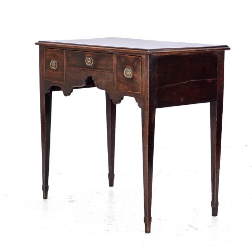REGENCY LOWBOY MAHOGANY INLAID SIDE TABLE WITH DRAWERS C1810 GEORGIAN - ADDITIONAL PHOTO 6