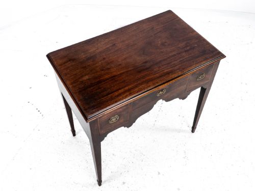 REGENCY LOWBOY MAHOGANY INLAID SIDE TABLE WITH DRAWERS C1810 GEORGIAN - ADDITIONAL PHOTO 11