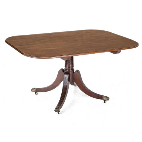 C18TH GEORGIAN MAHOGANY OBLONG DINING TABLE GEORGE III TILT TOP PEDESTAL BREAKFAST CHIPPENDALE