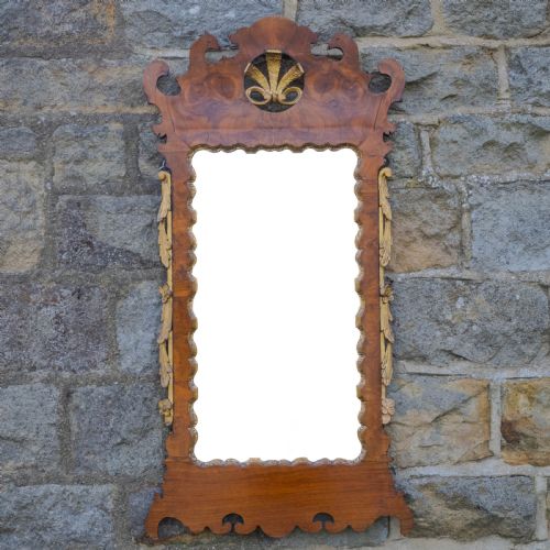 C18TH BURR WALNUT PARCELGILT FRETWORK PIERGLASS GEORGIAN LARGE WALL MIRROR - ADDITIONAL PHOTO 2