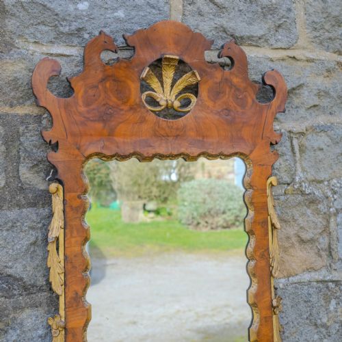 C18TH BURR WALNUT PARCELGILT FRETWORK PIERGLASS GEORGIAN LARGE WALL MIRROR - ADDITIONAL PHOTO 4