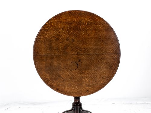 C18TH WELL FIGURED OAK TRIPOD SUPPER TABLE QUARTER SAWN BOOK MATCHED GEORGIAN GEORGE III COUNTRY - ADDITIONAL PHOTO 9
