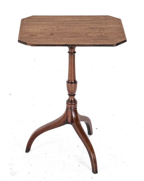 Regency Octagonal Mahogany Inlaid Tilt Top Tripod Wine Side Table Circa 1800 (Georgian, George Iii)