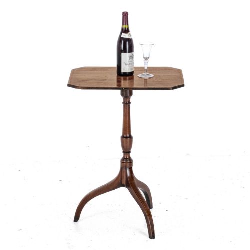 fig 1. Regency Octagonal Mahogany Inlaid Tilt Top Tripod Wine Side Table circa 1800 (Georgian, George III)