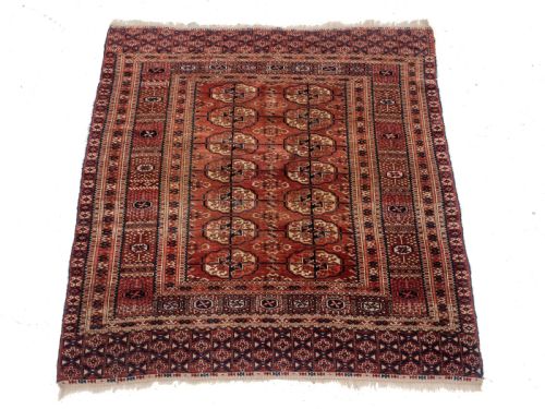 ANTIQUE C19TH TURKMEN TEKKE MARRIAGE RUG 4'4 X 3'10 132X116CM WEDDING DOWRY - ADDITIONAL PHOTO 2