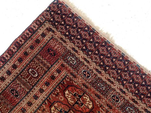 ANTIQUE C19TH TURKMEN TEKKE MARRIAGE RUG 4'4 X 3'10 132X116CM WEDDING DOWRY - ADDITIONAL PHOTO 7
