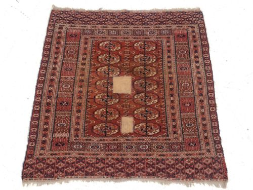 ANTIQUE C19TH TURKMEN TEKKE MARRIAGE RUG 4'4 X 3'10 132X116CM WEDDING DOWRY - ADDITIONAL PHOTO 13