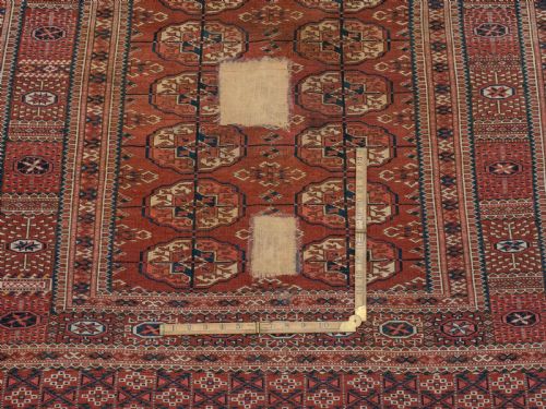 ANTIQUE C19TH TURKMEN TEKKE MARRIAGE RUG 4'4 X 3'10 132X116CM WEDDING DOWRY - ADDITIONAL PHOTO 14