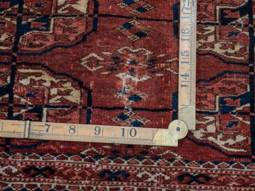 ANTIQUE C19TH TURKMEN TEKKE MARRIAGE RUG 4'4 X 3'10 132X116CM WEDDING DOWRY - ADDITIONAL PHOTO 16