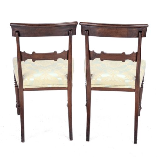 REGENCY WILLIAM IV BAR BACK MAHOGANY DAMASK UPHOLSTERED SIDE DINING CHAIRS CIRCA 1830 19TH CENTURY GEORGIAN - ADDITIONAL PHOTO 6