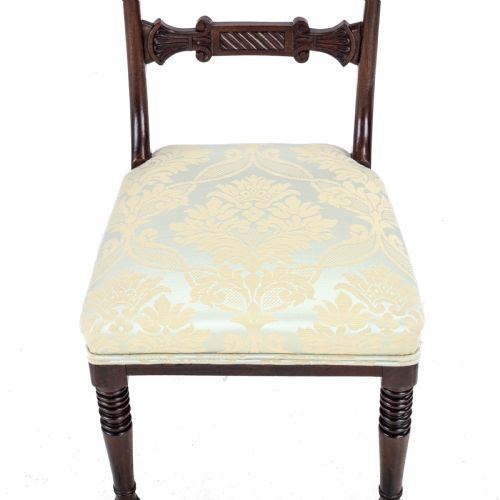 REGENCY WILLIAM IV BAR BACK MAHOGANY DAMASK UPHOLSTERED SIDE DINING CHAIRS CIRCA 1830 19TH CENTURY GEORGIAN - ADDITIONAL PHOTO 8