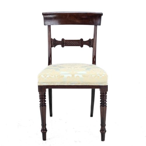 REGENCY WILLIAM IV BAR BACK MAHOGANY DAMASK UPHOLSTERED SIDE DINING CHAIRS CIRCA 1830 19TH CENTURY GEORGIAN - ADDITIONAL PHOTO 9