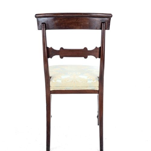 REGENCY WILLIAM IV BAR BACK MAHOGANY DAMASK UPHOLSTERED SIDE DINING CHAIRS CIRCA 1830 19TH CENTURY GEORGIAN - ADDITIONAL PHOTO 11