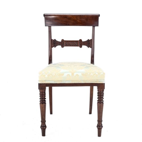 REGENCY WILLIAM IV BAR BACK MAHOGANY DAMASK UPHOLSTERED SIDE DINING CHAIRS CIRCA 1830 19TH CENTURY GEORGIAN - ADDITIONAL PHOTO 13