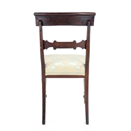 REGENCY WILLIAM IV BAR BACK MAHOGANY DAMASK UPHOLSTERED SIDE DINING CHAIRS CIRCA 1830 19TH CENTURY GEORGIAN - ADDITIONAL PHOTO 15
