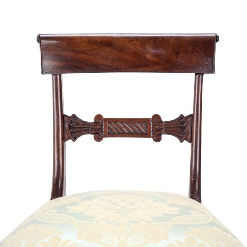 REGENCY WILLIAM IV BAR BACK MAHOGANY DAMASK UPHOLSTERED SIDE DINING CHAIRS CIRCA 1830 19TH CENTURY GEORGIAN - ADDITIONAL PHOTO 17