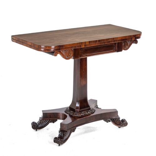 REGENCY ROSEWOOD CONSOLE FOLDOVER GAMES OR CARD TABLE CIRCA 1820 GEORGIAN EARLY 19TH CENTURY - ADDITIONAL PHOTO 1