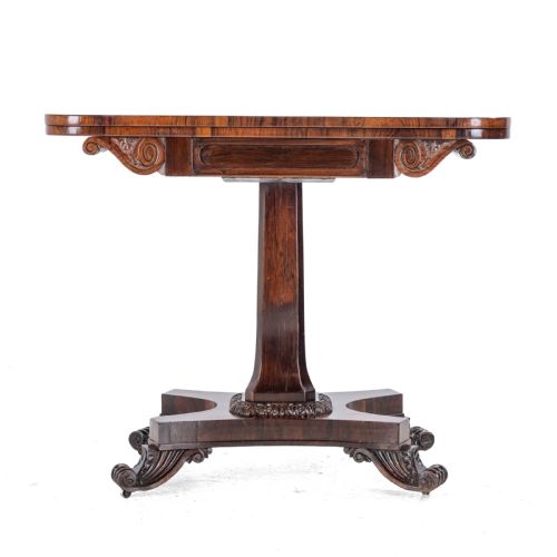 REGENCY ROSEWOOD CONSOLE FOLDOVER GAMES OR CARD TABLE CIRCA 1820 GEORGIAN EARLY 19TH CENTURY - ADDITIONAL PHOTO 3