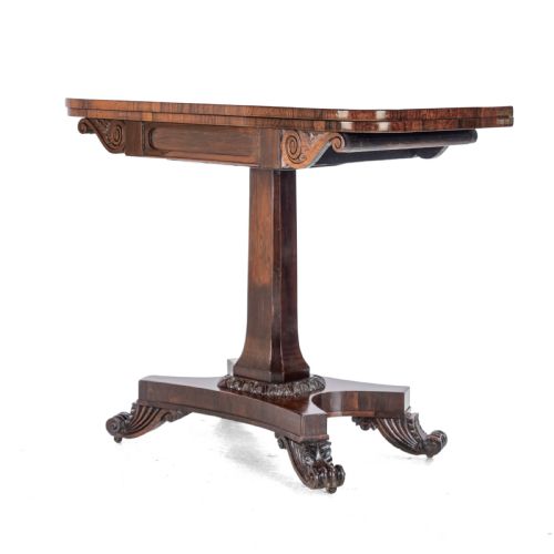 REGENCY ROSEWOOD CONSOLE FOLDOVER GAMES OR CARD TABLE CIRCA 1820 GEORGIAN EARLY 19TH CENTURY - ADDITIONAL PHOTO 4