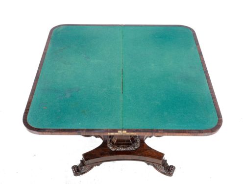 REGENCY ROSEWOOD CONSOLE FOLDOVER GAMES OR CARD TABLE CIRCA 1820 GEORGIAN EARLY 19TH CENTURY - ADDITIONAL PHOTO 11