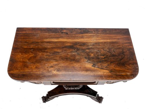 REGENCY ROSEWOOD CONSOLE FOLDOVER GAMES OR CARD TABLE CIRCA 1820 GEORGIAN EARLY 19TH CENTURY - ADDITIONAL PHOTO 23