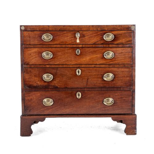 GEORGIAN LATE 18TH CENTURY MAHOGANY INLAID CADDY TOP SMALL CHEST OF DRAWERS GEORGE III - ADDITIONAL PHOTO 2