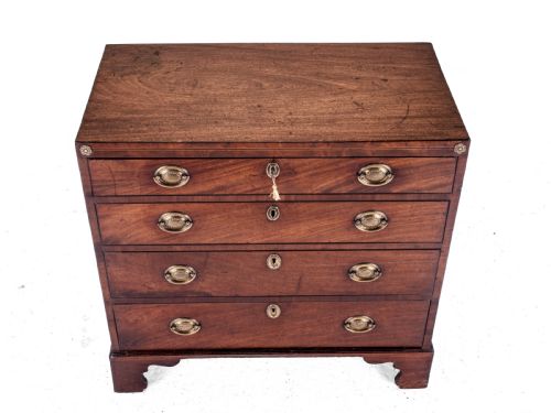 GEORGIAN LATE 18TH CENTURY MAHOGANY INLAID CADDY TOP SMALL CHEST OF DRAWERS GEORGE III - ADDITIONAL PHOTO 14