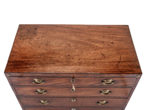 GEORGIAN LATE 18TH CENTURY MAHOGANY INLAID CADDY TOP SMALL CHEST OF DRAWERS GEORGE III - ADDITIONAL PHOTO 15