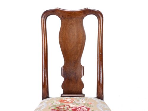 EARLY 18TH CENTURY GEORGE I PAIR OF MAHOGANY SILK UPHOLSTERED SIDE CHAIRS CIRCA 1720 GEORGIAN QUEEN ANNE STYLE DINING - ADDITIONAL PHOTO 12