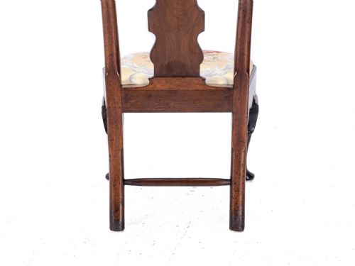 EARLY 18TH CENTURY GEORGE I PAIR OF MAHOGANY SILK UPHOLSTERED SIDE CHAIRS CIRCA 1720 GEORGIAN QUEEN ANNE STYLE DINING - ADDITIONAL PHOTO 16