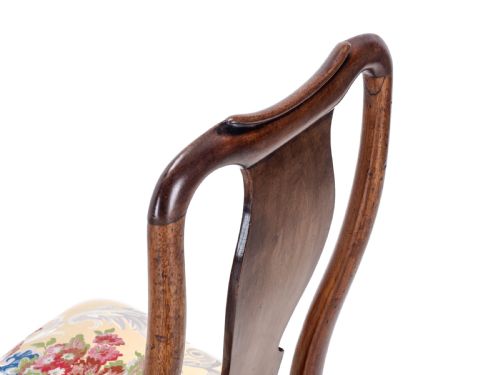 EARLY 18TH CENTURY GEORGE I PAIR OF MAHOGANY SILK UPHOLSTERED SIDE CHAIRS CIRCA 1720 GEORGIAN QUEEN ANNE STYLE DINING - ADDITIONAL PHOTO 25