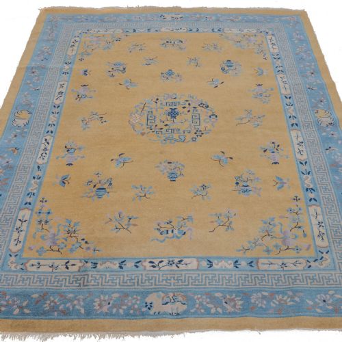 art deco chinese yellow and blue carpet 12' x 9' circa 1920 371 x 274 cm rug - CATEGORY: ANTIQUE RUGS - DATED 1920