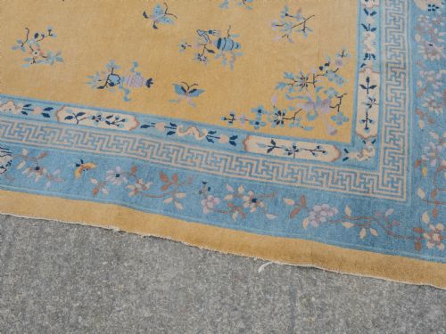 ART DECO CHINESE YELLOW AND BLUE CARPET 12' X 9' CIRCA 1920 371 X 274 CM RUG - ADDITIONAL PHOTO 7