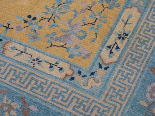 ART DECO CHINESE YELLOW AND BLUE CARPET 12' X 9' CIRCA 1920 371 X 274 CM RUG - ADDITIONAL PHOTO 9